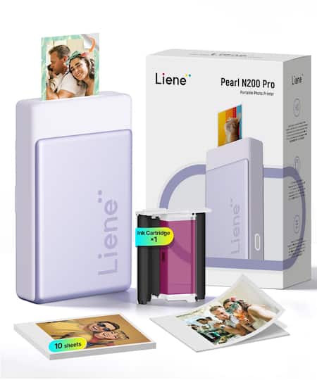 Liene Purple Pearl N200 Pro Portable Photo Printer with Supplies